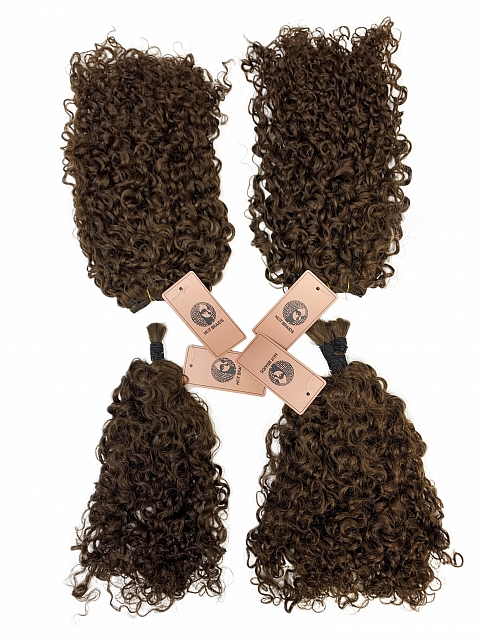 Light Medium Brown -3a3b Texture-Exotic Natural Curly -Reusable The Hybrid Glam Kit