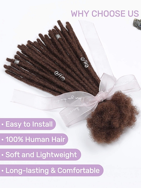 #4 Medium Brown Standard Human Hair Loc Extensions