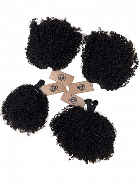 3c4a Exotic Kinky Coily -Reusable The Hybrid Glam Kit-Braiding w/ Weft Hair Combo