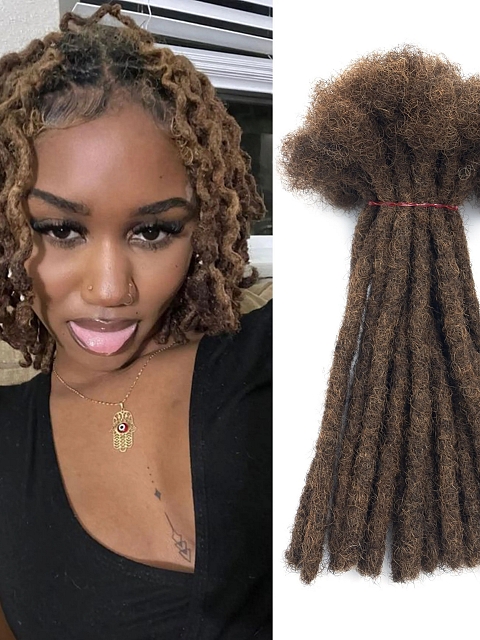 HOT Selling #8 Brown Color Human Hair Dreadlock Extension Bleached Tip Handmade Permanent Locs Hair Extensions
