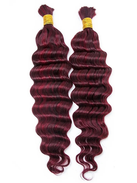 99J and Burgundy Mix Deep Wave - Bulk Human Hair - Loose/Braids