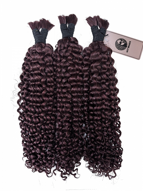 Dark Burgundy Semi Curly - Bulk Human Hair - Loose/Braids