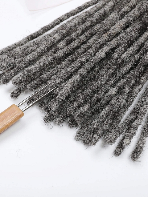 Salt and Pepper Standard Human Hair Loc Extensions