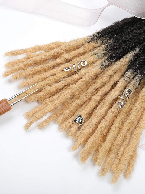 Ombre T1B/27 Honey Blonde Tips Textured Human Hair Loc Extensions