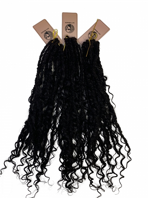 Premium 100% Human Hair Crochet Locs –Goddess Locs– Pre-Looped for DIY Instant Install – Ultra-Thin 0.5cm Lightweight Texture