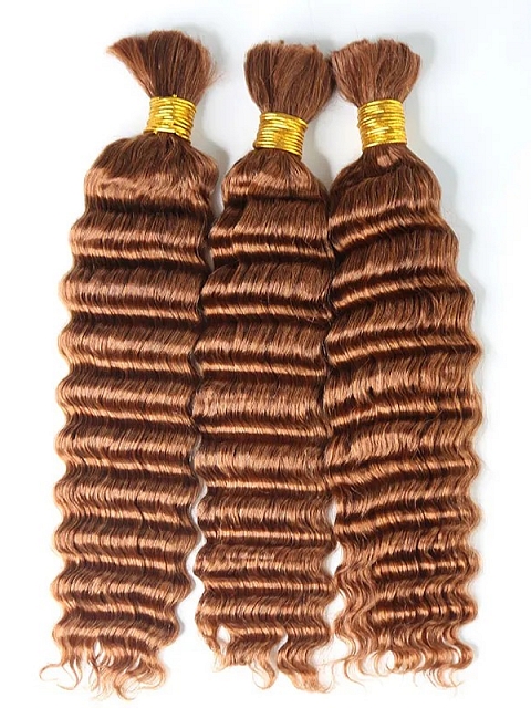 Light Brown Deep Wave  - Bulk Human Hair - Loose/Braids