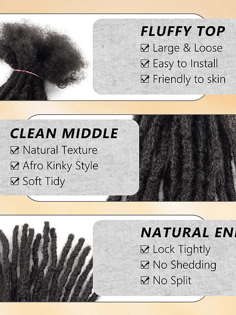 Interlocked Natural and Flexible Dreadlocks Extension in Different Colors