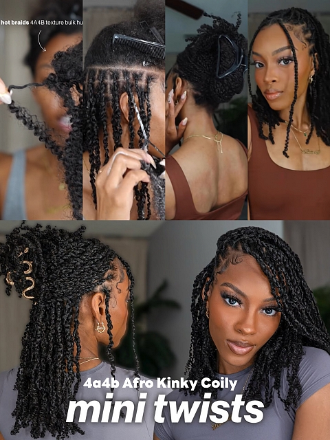 4a4b Texture-Afro Kinky Coily - Bulk Human Hair - Dreadlocs/Twists/Braids