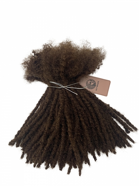 Textured Interlocked Human Hair Loc Extensions Color #4 Light Brown
