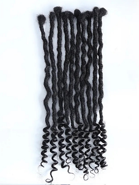 Pre-Looped Human Hair Loc Extensions With Curly Ends