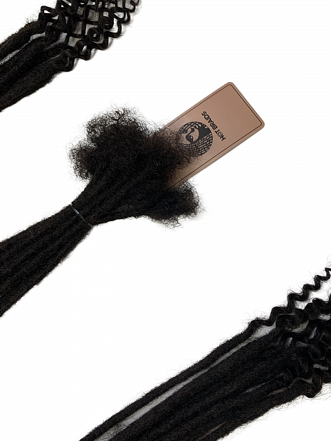 Standard Human Hair Loc Extensions With Curly Ends Natural Black