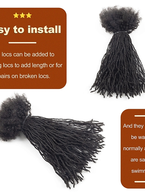 100% Real Human Hair Dreadlock Extensions Curly Handmade Permanent Loc Extensions Bundles