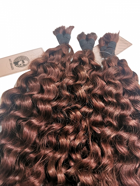 Dark Auburn Soft Wavy - Bulk Human Hair - Loose/Braids