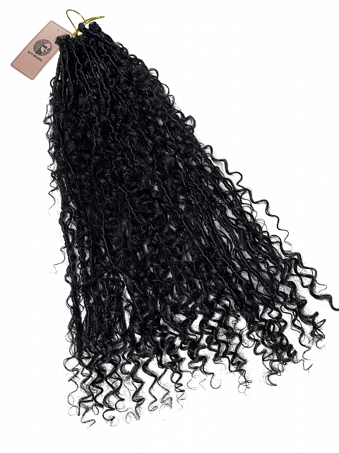 Pre-looped Crochet Boho Locs with Human Hair Curls
