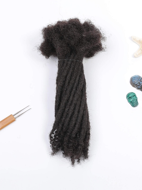 Human Hair Loc Extensions With Curly Ends - Nautral Black Color
