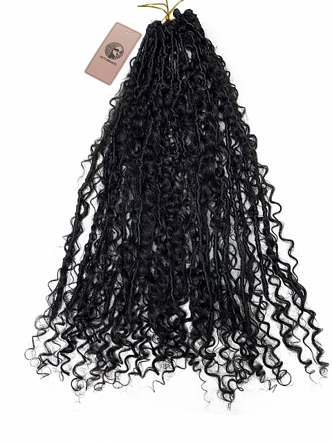 Pre-looped Crochet Boho Locs with Human Hair Curls