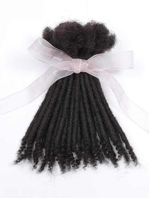 Human Hair Loc Extensions With Curly Ends - Nautral Black Color