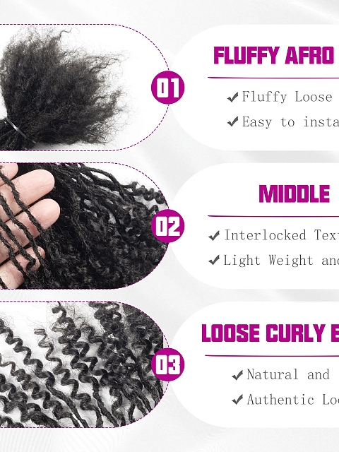Interlocs With Curly End Dreadlocks Extensions 100% Human Hair Handmade Locs Extensions