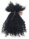 Textured Interlocked Human Hair Loc Extensions with Loose Curly Curls
