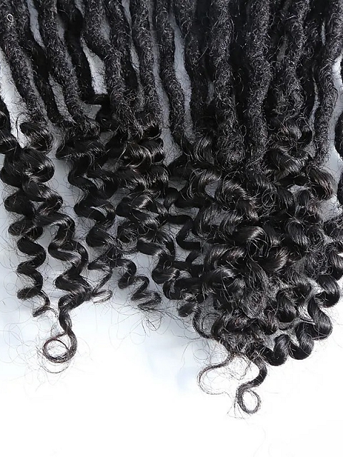Pre-Looped Human Hair Loc Extensions With Curly Ends
