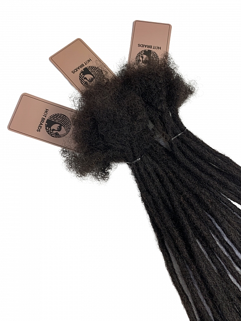 Standard Human Hair Loc Extensions With Curly Ends Natural Black