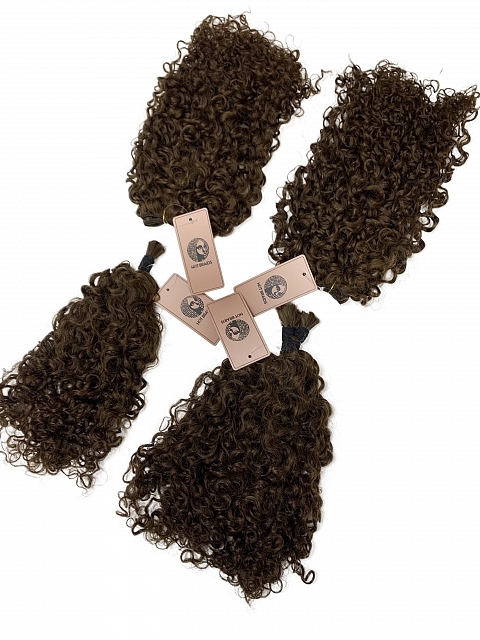 Light Medium Brown -3a3b Texture-Exotic Natural Curly -Reusable The Hybrid Glam Kit