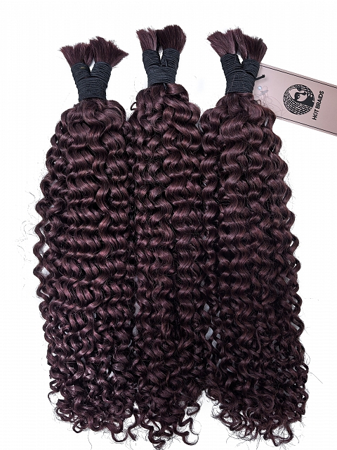 Dark Burgundy Semi Curly - Bulk Human Hair - Loose/Braids