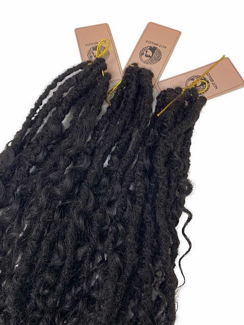 Premium 100% Human Hair Crochet Locs –Goddess Locs– Pre-Looped for DIY Instant Install – Ultra-Thin 0.5cm Lightweight Texture