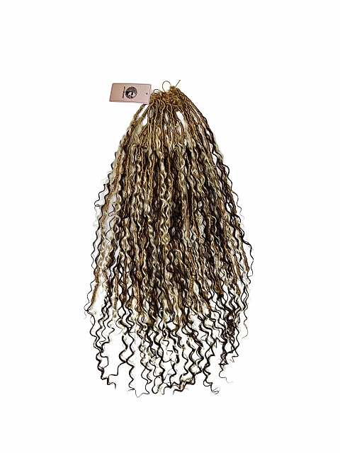 Pre-looped Blonde Crochet Boho Locs with Human Hair Curls