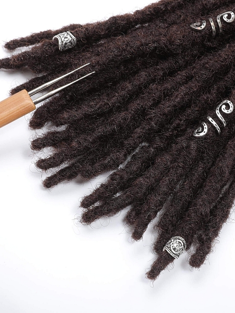 #2 Dark Brown Color Textured Human Hair Loc Extensions