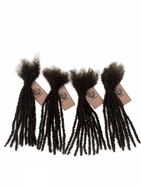 Textured Interlocked Human Hair Loc Extensions Color #4 Light Brown