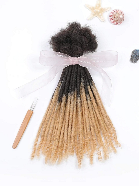 Ombre T1B/27 Standard Human Hair Loc Extensions With Curly Ends