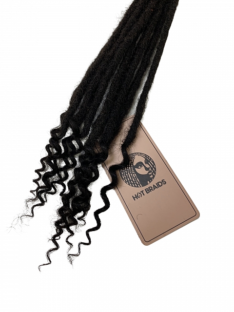 Standard Human Hair Loc Extensions With Curly Ends Natural Black