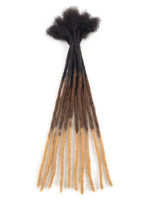 High Quality Anna Ombre Brown Color Natural Locs Extensions Package Tight Afro Kinky Human Hair Dreadlocks