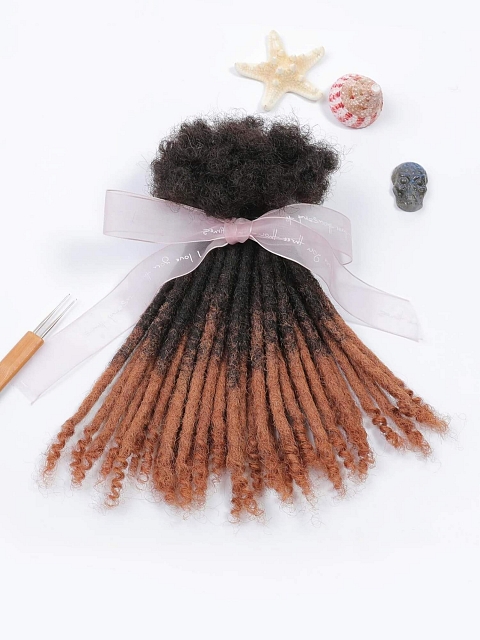 Ombre T1B/30 Standard Human Hair Loc Extensions Curly Ends