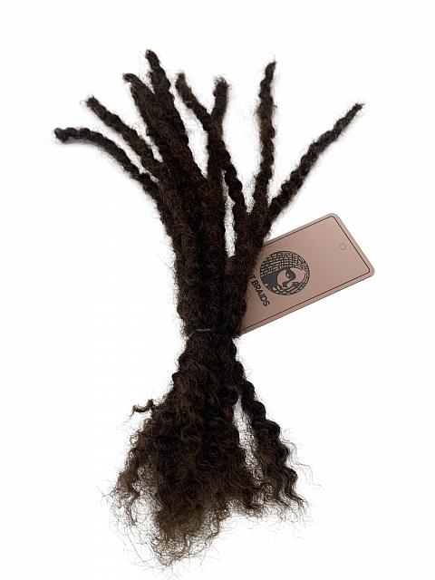 Textured Interlocked Human Hair Loc Extensions Color #4 Light Brown